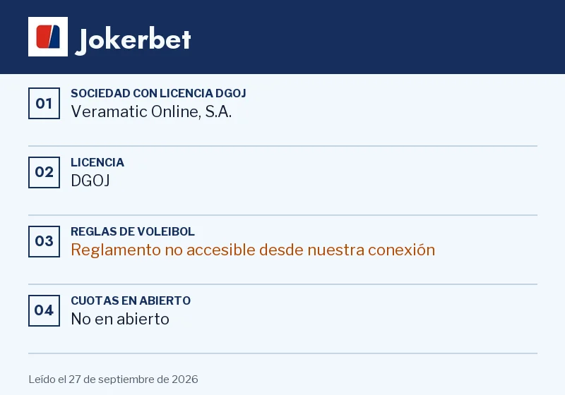 Acta de Jokerbet: set de oro, partido parado y set concreto