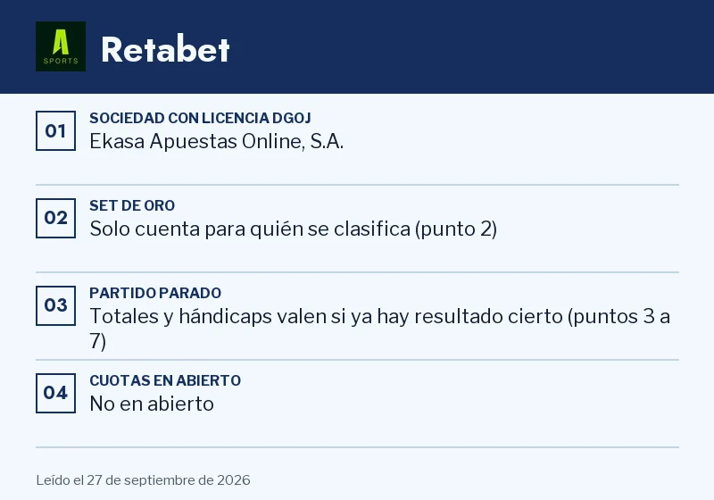 Acta de Retabet: set de oro, partido parado y set concreto