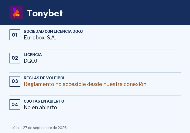 Acta de Tonybet: set de oro, partido parado y set concreto